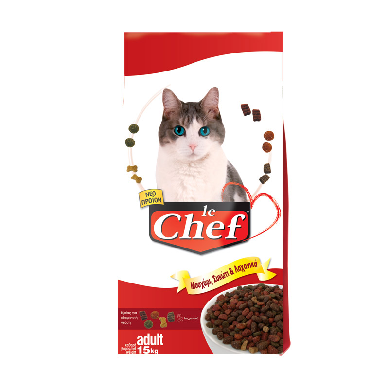 Omega Le Chef τροφή για γάτα με μοσχάρι, συκώτι και λαχανικά 15kg