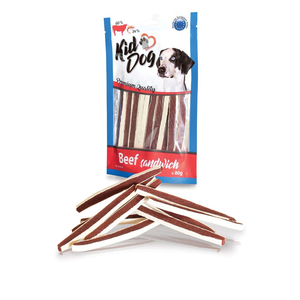 Kid Dog stripes Λιχουδιές με Μοσχάρι Για Σκύλους 80gr