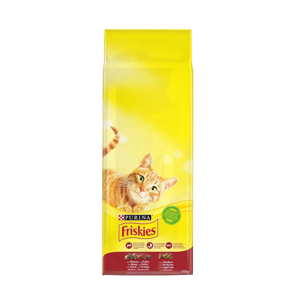 Purina Friskies ξηρά τροφή για γάτες με βοδινό, κοτόπουλο και λαχανικά 20kg