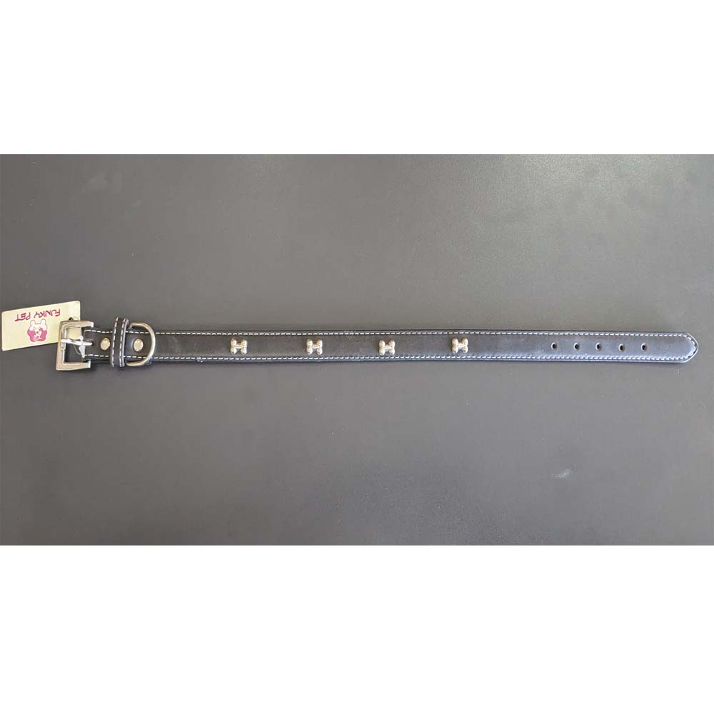 Funky Pet Περιλαίμιο Για σκύλους από Δερμα με Κόκκαλα 1.8εκ Χ 51εκ