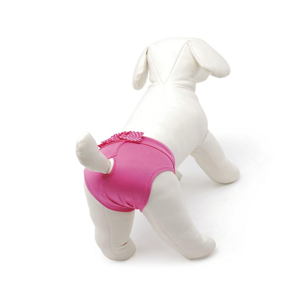 Camon Παντελόνι σκύλου από μικροΐνες με φιόγκο - ροζ Size.2 30/25εκ