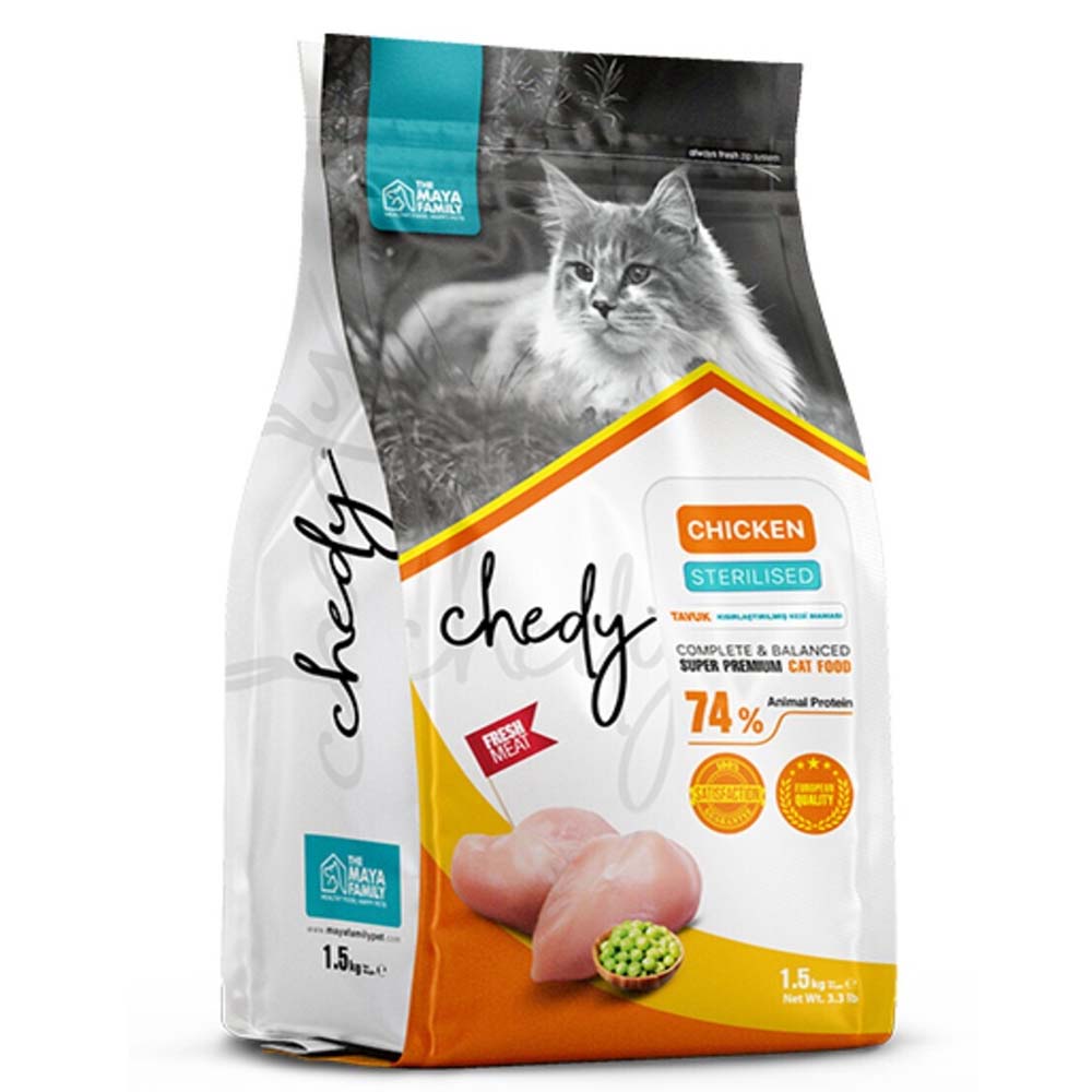 Maya Family Chedy Ξηρά Τροφή για Ενήλικες Στειρωμένες Γάτες με Κοτόπουλο 1.5kg