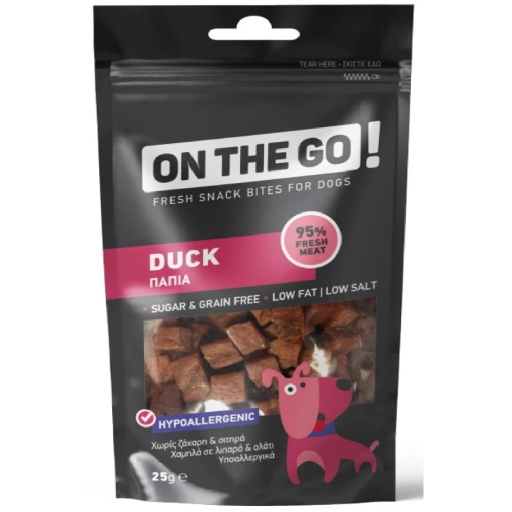On the Go! Λιχουδιά Σκύλου - Μπουκιές με Πάπια 25g