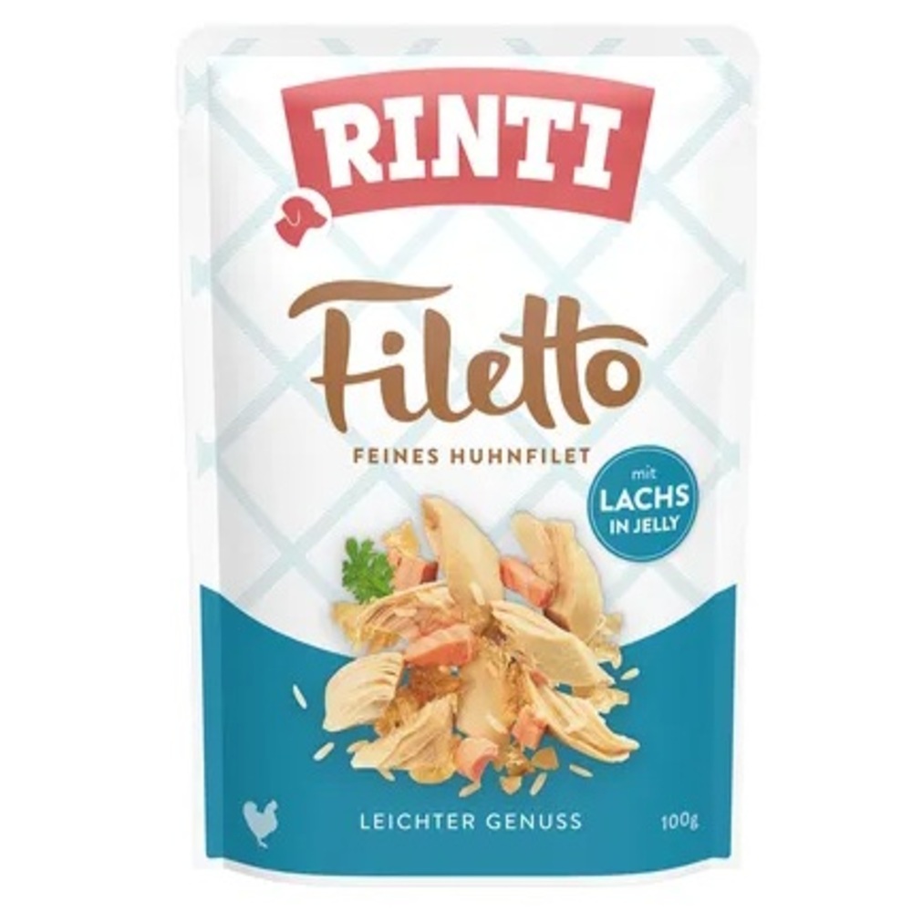 Rinti Filetto Κοτόπουλο & Σολομός σε Ζελέ - Σνακ Σκύλου 100g