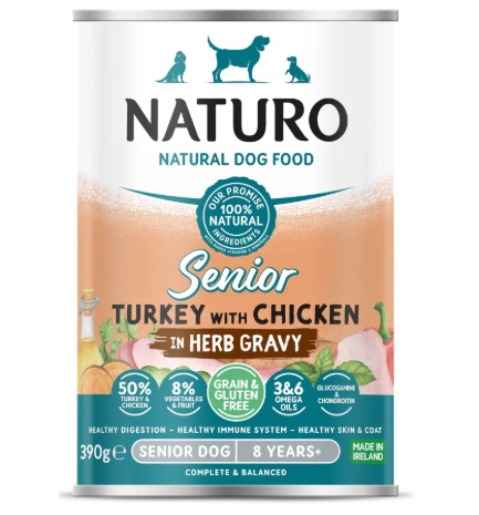 Senior Dog Κονσέρβα Γαλοπούλα και Κοτόπουλο σε Σάλτσα Βοτάνων - Grain & Gluten Free 390g